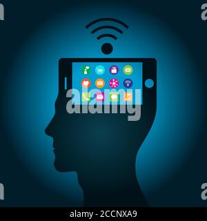 Change, replacement way of thinking, mind control, perception management Stock Vector