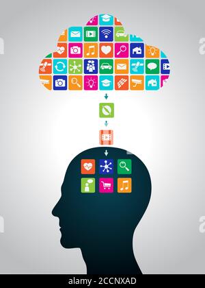 Change, replacement way of thinking, mind control, perception management Stock Vector