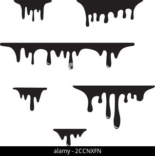 Vector illustration of paint dripping, dripping liquid. Current paint, stains, drops. Current inks. Paint flows background. Stock Vector