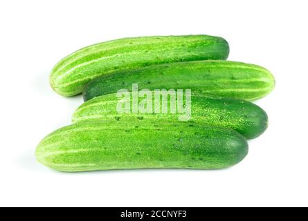 freshly green cucumbers on white background Stock Photo