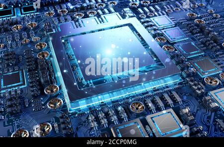 Close-up view of a modern GPU card with circuit and connections Stock Photo