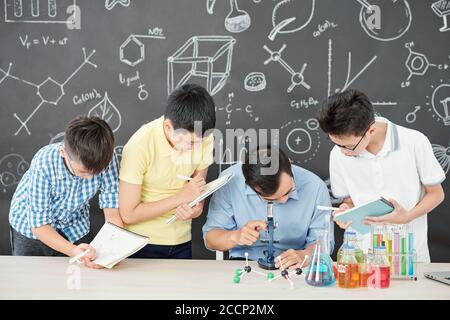 Chemistry class in school Stock Photo