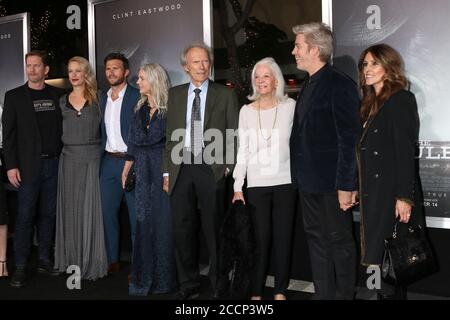 LOS ANGELES - DEC 10:  Stacy Poitras, Alison Eastwood, Scott Eastwood,Christina Sandera, Clint Eastwood, Maggie Johnson, Kyle Eastwood, Cynthia Ramirez at the The Mule World Premiere at the Village Theater on December 10, 2018 in Westwood, CA Stock Photo