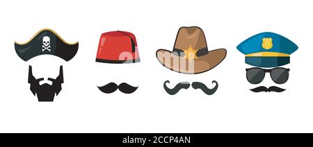 Various hats illustration icons Stock Vector