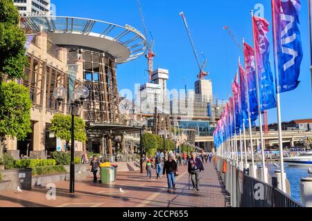 Cockle Bay Wharf, a pedestrian precinct with bars and restaurants on Darling Harbour, Sydney, Australia. May 30 2019 Stock Photo