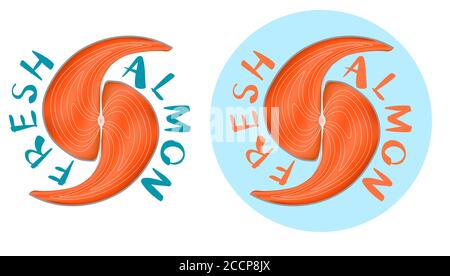fresh salmon made from unfolded steak halves in the shape of the letter s Stock Vector