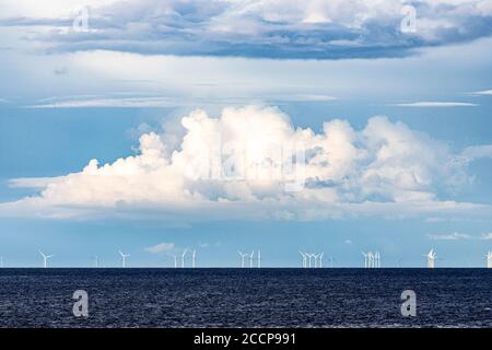 Gwynt y Mor offshore windfarm in Colwyn Bay off the North Wales coast Stock Photo