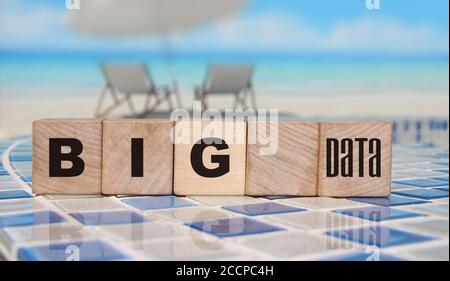 Big Data sign on a sunny beach background on a border of swimming pool. Fast internet conncetion concept Stock Photo