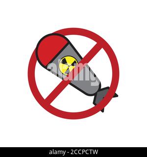 Stop nuclear test flat icon. Design template vector Stock Vector