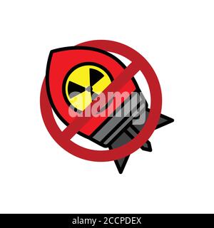 Stop nuclear test flat icon. Design template vector Stock Vector