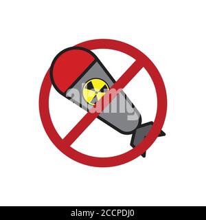 Stop nuclear test flat icon. Design template vector Stock Vector