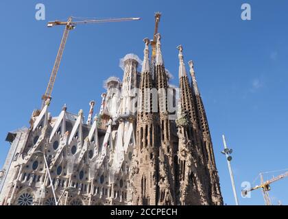 Cathedral under construction in city of Barcelona in Spain Stock Photo