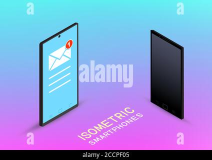 isometric modern smartphones set Stock Vector