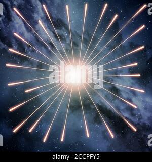Bright fireworks against the dark night sky Stock Photo