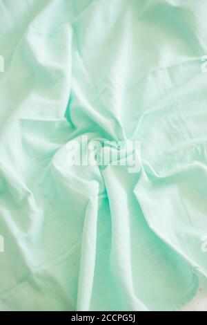 Beautiful mint baby newborn blankets, top view Stock Photo