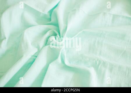 Beautiful mint muslin fabric, top view Stock Photo