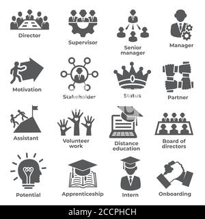 Leadership icons on white background Stock Vector