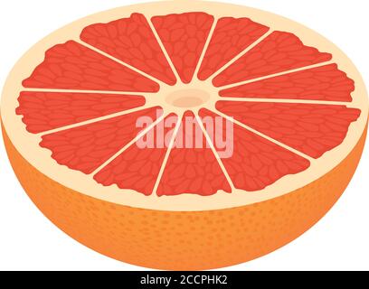 Half cutted grapefruit icon. Isometric of half cutted grapefruit vector icon for web design isolated on white background Stock Vector