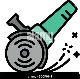 Working angle grinder icon. Outline working angle grinder vector icon for web design isolated on white background Stock Vector