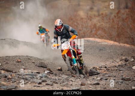 motocross bike race speed and power in extreme man sport ,sport action concept Stock Photo