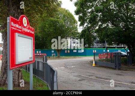 Burnham, Slough, Berkshire, UK. 21st August, 2020. Prime Minister Boris Johnson is adamant that children must return to school this September following the Coronavirus lockdown. Burnham Grammar is in the process of building a large new extension to their school. Credit: Maureen McLean/Alamy Stock Photo