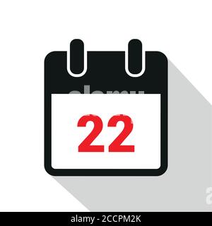 simple calendar icon 22 on white background vector illustration EPS10 Stock Vector