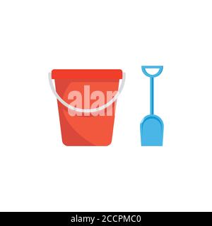 Beach toys pail and shovel. Vector illustration Stock Vector