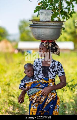 Fulani Woman With Her Child Stock Photo