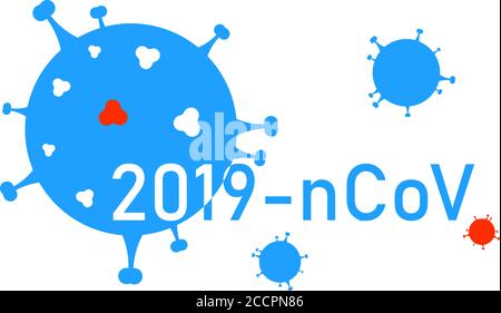 Coronavirus silhouette with 2019-nCoV inscription, vector banner on white background. Coronavirus typographic poster with virus silhouette. COVID pand Stock Vector