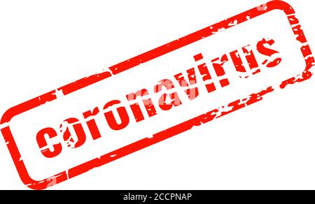 Coronavirus word in red square with grungy texture. Distressed rubber stamp vector illustration on white background. COVID or 2019-nCoV pandemic sprea Stock Vector