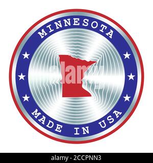 Made in Minnesota local production sign, sticker, seal, stamp.Round hologram sign for label design and national USA marketing Stock Vector