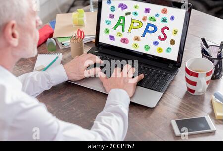 Apps concept shown on a laptop screen Stock Photo