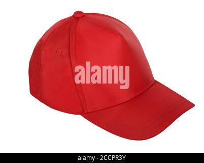 Red cap side with nothing - baseball cap isolated on white background. Stock Photo