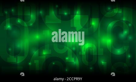 Matrix green background with binary code, digital code in abstract futuristic cyberspace, cloud of big data vector illustration Stock Vector