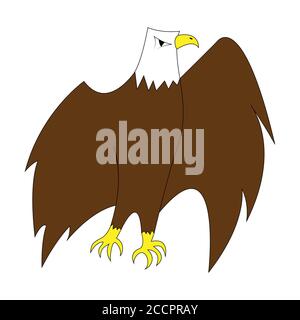 Cartoon color eagle outline. Vector color illustration isolated on white background. Decoration for greeting cards, posters, flyers, prints for clothe Stock Vector