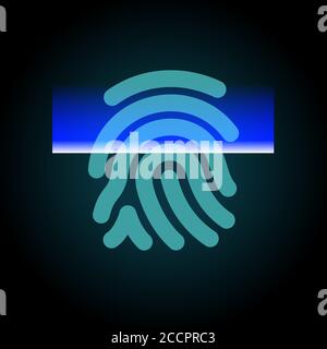 Abstract fingerprints scanning process - access control system, security, data protection Stock Vector