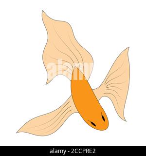 Cartoon color goldfish outline. Vector color illustration isolated on white background. Decoration for greeting cards, posters, flyers, prints for clo Stock Vector