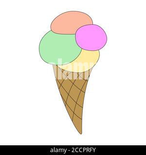 Cartoon color ice-cream outline. Vector color illustration isolated on white background. Decoration for greeting cards, posters, flyers, prints for cl Stock Vector
