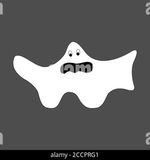 Cartoon ghost outline. Vector color illustration isolated on dark background. Decoration for greeting cards, posters, flyers, prints for clothes. Stock Vector