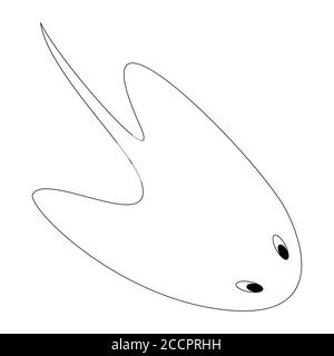 Cartoon stingray outline. Vector illustration isolated on white background. Decoration for greeting cards, posters, flyers, prints for clothes. Stock Vector