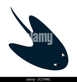 Cartoon color stingray outline. Vector color illustration isolated on white background. Decoration for greeting cards, posters, flyers, prints for clo Stock Vector
