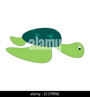 Cartoon color turtle outline. Vector color illustration isolated on white background. Decoration for greeting cards, posters, flyers, prints for cloth Stock Vector
