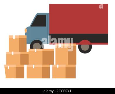 Logistic company delivery of cargo, humanitarian help vector Stock Vector