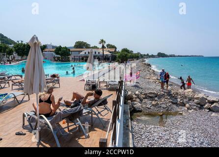 Sunprime Miramare Beach holiday resort in Rhodes,Greece Stock Photo