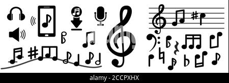 Musical notes isolated on white background. Signs of musical notation, treble clef. Vector sign for illustration melody. Stock Vector