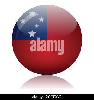 Samoa flag glass ball on light mirror surface vector illustration Stock Vector