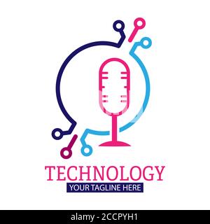 Icon or logo of an audio podcast. Vector illustration for a logo, sticker, or emblem isolated on a white background Stock Vector
