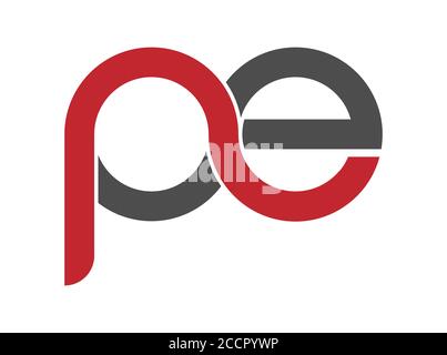 Stylized lowercase letters P and E are linked by a single line for a logo, monogram, or monogram. Vector illustration isolated on a white background. Stock Vector