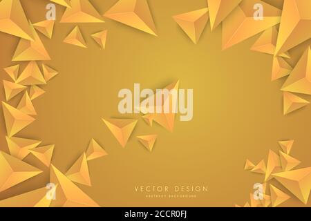 Abstract background with 3d triangles.Colorful of orange modern design. Stock Vector