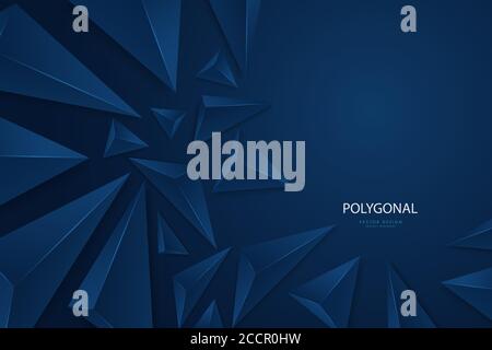 Abstract background with 3d triangles dark blue modern design. Stock Vector